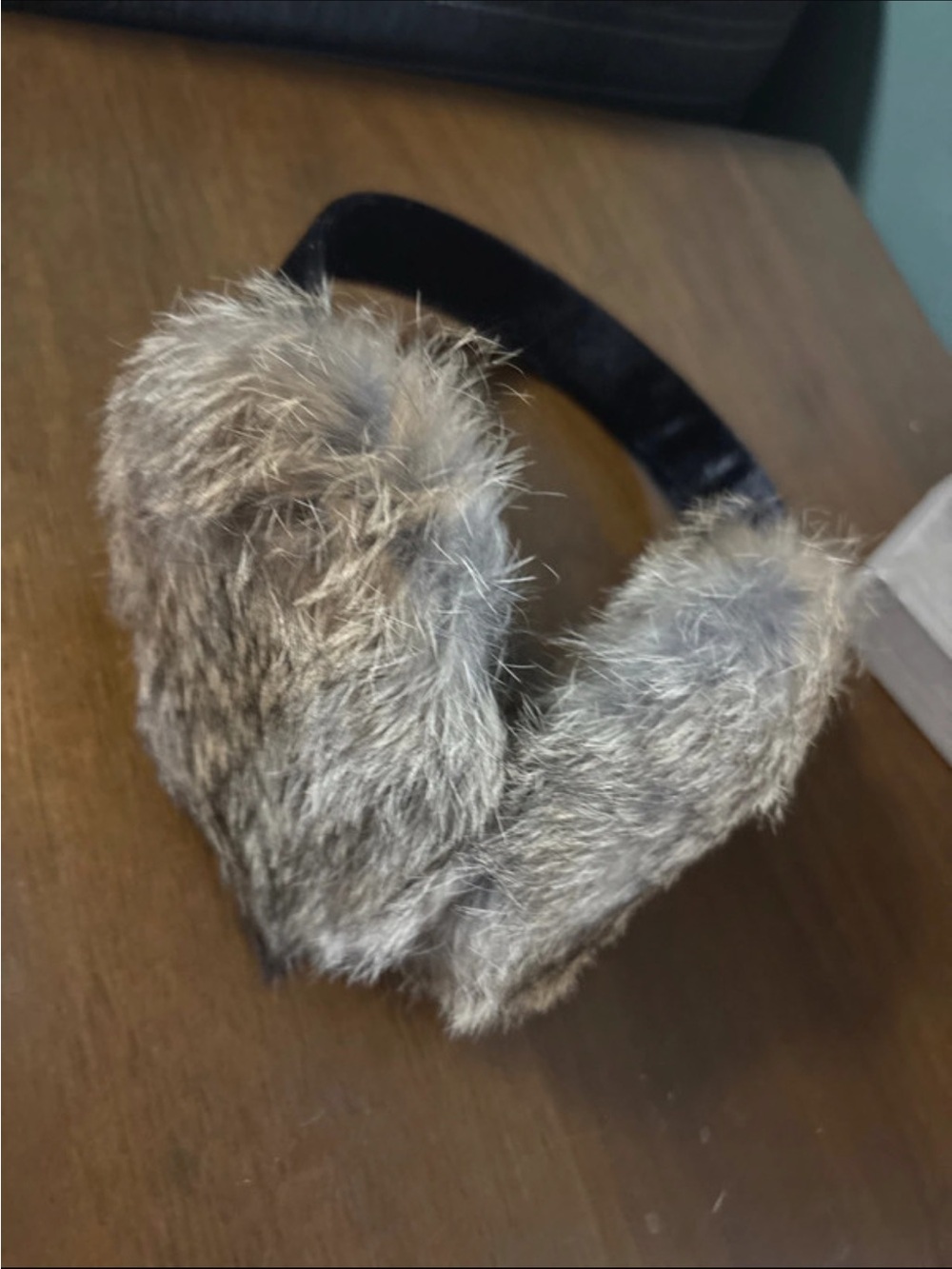 Real Rabbit Fur Ear Muffs - Gray